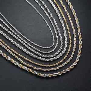 Factory 2-5mm Twisted Link <b>Chain</b> Necklace 316L Stainless Steel Gold Plated Classic <b>Rope</b> <b>Chain</b> for Jewelry Making - Product Image 2