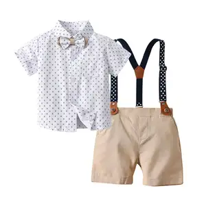 ملابس صيفية للأطفال منتج جديد من المصنع ملابس أطفال من قطعتين بأكمام قصيرة مع ربطة عنق للأطفال