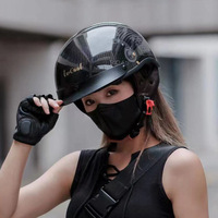 Casque de moto demi-face en fibre de carbone 12K, motif carbone forgé, style Cafe Racer, pour scooter, unisexe