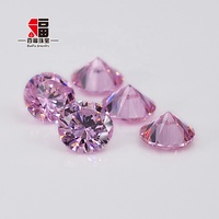 Zirkonia Kubik Buatan Lab Baifu 1.0-3.0mm Potongan Bulat Cemerlang Warna Pink Kualitas 3A 5A Batu Permata Lepas