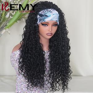KEMY HAIR, venta al por mayor, pelucas sintéticas <span class=keywords><strong>con</strong></span> <span class=keywords><strong>diadema</strong></span>, peluca negra sin pegamento para mujer, cuerpo recto, ondulado, Nu Locs, trenzada, peluca sintética hecha a máquina - Product Image 4