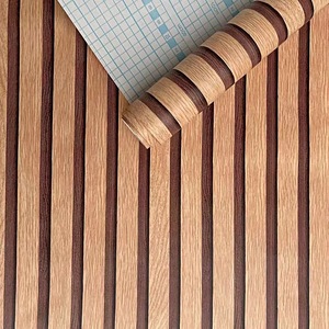 Papier peint amovible rayé moderne <span class=keywords><strong>Arthome</strong></span> pour chambre à coucher, papier et vinyle brun clair - Product Image 5