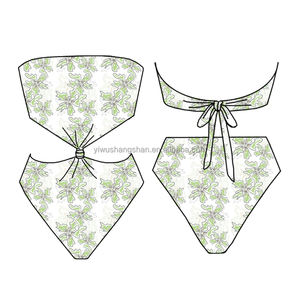 Moda Praia Personalizada OEM com Estampa Havaiana para Mulheres, Maiôs de Banho, Biquínis Reversíveis com Decote em V - Product Image 3