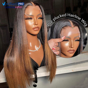 Perruque en dentelle HD pré-épilée couleur brun ombré, cheveux vierges, fournisseur en gros, 1b 30, perruque longue et droite en cheveux humains, perruque en dentelle frontale <span class=keywords><strong>BD</strong></span> - Product Image 1