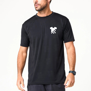 เสื้อยืดออกกำลังกายพิมพ์ลายซิลค์สกรีนคุณภาพสูงขายส่ง เนื้อผ้านุ่ม 95% โพลีเอสเตอร์ 5% สแปนเด็กซ์ แห้งเร็ว สำหรับผู้ชาย - Product Image 4