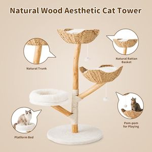 Wholesale 47 Inch Multi-Level Solid Wood Waterproof Tower OEM ODM Custom Logo Sisal Scratching Post Condo Large Adult Carton - Product Image 4