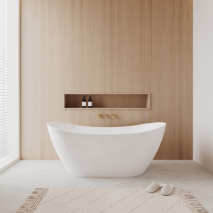 Luxury Freestanding Bathtub Vietnam Contemporary Design Acrylic Fiberglass OEM ODM Custom <b>Drain</b> Logo Finish - Product Image 4