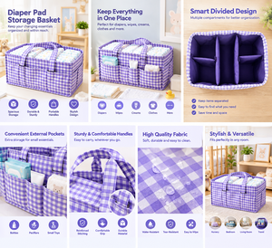 Windel-Organizer - Neugeborenen-Essentials, Unverzichtbare Babyausstattung, Tragbarer Auto-Organizer für Windeln, Robuster Aufbewahrungsbehälter fürs Kinderzimmer - Product Image 5