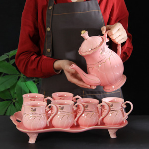 Juego de Té de Cerámica Vintage al por Mayor, 6 Piezas, Tazas de Café y Té de Porcelana con Platos, Estilo Etíope para la Tarde Árabe - Product Image 5