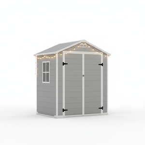 LARBANKE Cobertizo <span class=keywords><strong>de</strong></span> Almacenamiento Exterior <span class=keywords><strong>de</strong></span> PP <span class=keywords><strong>de</strong></span> 4x6 pies, Impermeable, Ecológico, Duradero y Resistente a la Putrefacción, con Suelo Incluido - Product Image 1