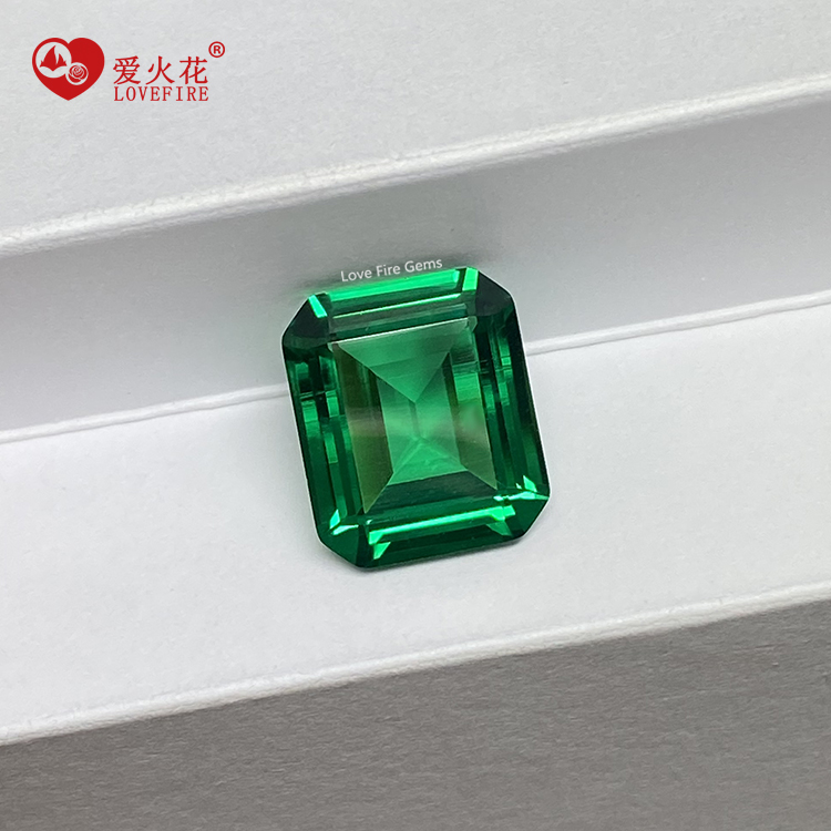 wholesale 3A Quality emerald green glass stone loose crystal gemstone octagon cut green nano gems