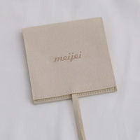 Pochette et boîte à bijoux en suède couleur nude avec logo personnalisé, enveloppe en microfibre de suède personnalisée, sac à bijoux ivoire