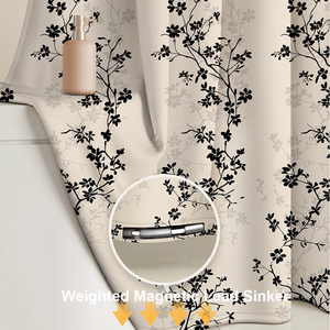 Cortina de Baño de Lino Oriental Vintage INVISIFOLD, Diseño Plegable Retro, Impermeable con Anillos para Decoración de Baño de Estilo Asiático - Product Image 5