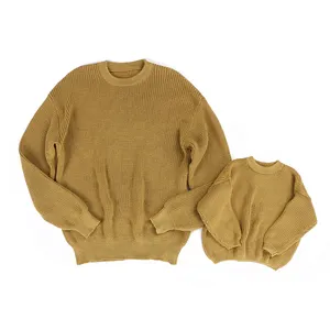 Grosir Anak Butik Pakaian Sweater Musim Dingin Bayi Perempuan Kebesaran Pullover Jumper Anak-anak 100% Knits Kapas Sweater
