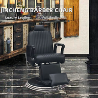 Chaise de barbier en cuir noir pour salon de coiffure, vente en gros