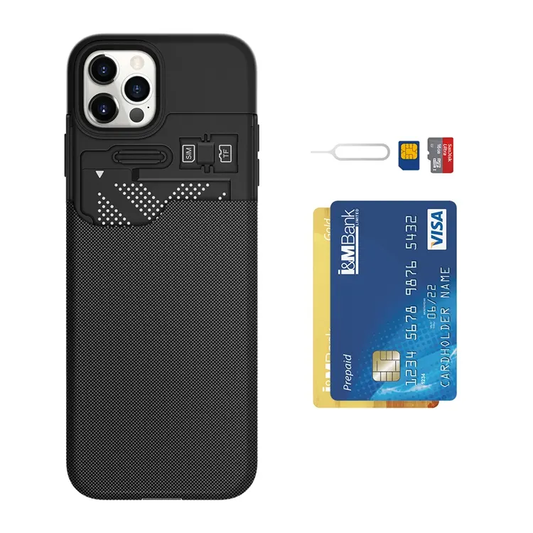 2021 New Custom Armor Rugged ID Credit Card case Holder Cellphone Wallet for iPhone 12 13 14 Pro Max for iphone card slot case