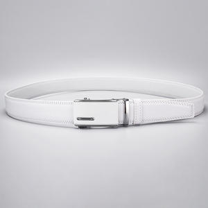 Cinturón Casual Rectangular de Cuero Vacuno con Hebilla Automática Blanca para Hombre, Estilo Duradero y de Ocio, Tiyo ABB0188, Trenzado Sólido - Product Image 3