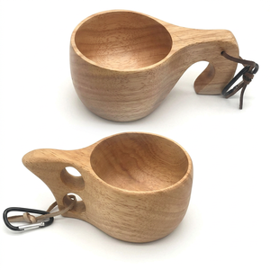 Wooden Classic Travel <b>Cup</b> Handle Carabiner Leak-Proof Durable Irregular Shape 100/150ml Volume Options for Party Use - Product Image 1