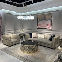 Ensemble de meubles de salon de style américain moderne, canapé et fauteuil en cuir de haute qualité, fournisseur de meubles de luxe pour villa