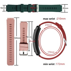 Bracelet en caoutchouc de silicone de 16mm avec boucle classique blanc doux rose gris couleurs bande à la mode pour montre Huawei <span class=keywords><strong>B6</strong></span> - Product Image 3