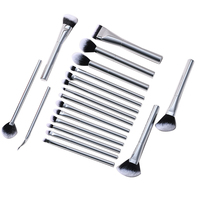 Vente en gros, fabrication professionnelle, personnalisation de la qualité, marque privée, 19 pièces, pinceaux de maquillage de luxe en poils synthétiques, aluminium argenté, pour le correcteur de teint
