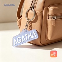 Carte de visite en acrylique Ntag213 Ntag215 personnalisée, médias sociaux, musique intelligente, CD, étiquette Instagram, porte-clés personnalisé, porte-clés NFC