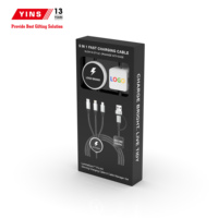 Cable de Carga Multifuncional 5 en 1 con Logotipo Luminoso LED Personalizado, Cable de Carga Rápida Trenzado con Deslizador para Regalos Promocionales Corporativos