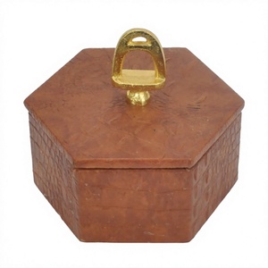 Caja de cuero con acabado marrón con asa de herradura, vitrina cara, almacenamiento de joyas, caja decorativa de lujo, buena caja de regalo - Product Image 1
