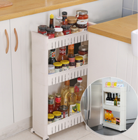 Mehrzweck regal mit abnehmbaren Rädern Riss regal Kunststoff-Lager regal 3-stufiges Spalt-Lager regal für die Küche Badezimmer