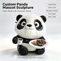 Figurine d'ours panda noir et blanc en résine brillante, artisanat artistique, couleur et taille personnalisables pour hall d'hôtel, bureau, extérieur