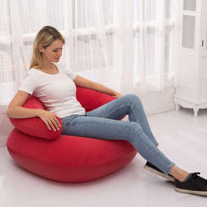 Canapé-lit gonflable moderne en flocage pliable - Confort portable pour le salon et la chambre à coucher - Product Image 5