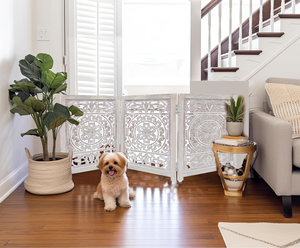 Barrière pour animaux de compagnie pliable <span class=keywords><strong>et</strong></span> extensible en <span class=keywords><strong>bois</strong></span>, à poser au sol, 3 panneaux, pour usage intérieur, vente chaude - Product Image 3