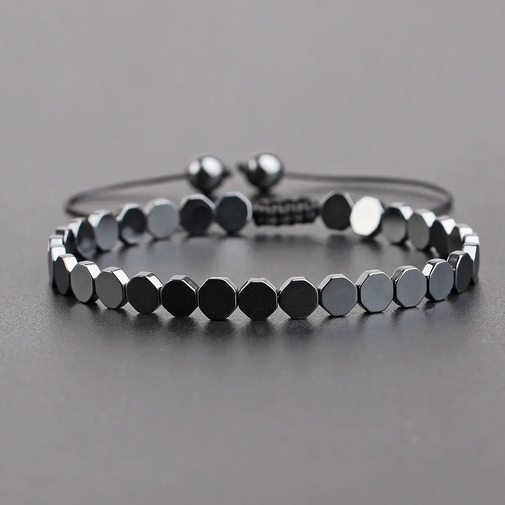 Charme Noir Hématite Perles Bracelet Hommes Bijoux Magnétiques Guérison Bracelet Tissé pour Femmes Pulsera Hombre Reiki