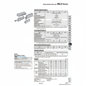 แผ่นสูบนิวเมติกส์ SMC พร้อมชิ้นส่วนล็อค MDLUD50-125DM-B นิวเมติก - Product Image 1