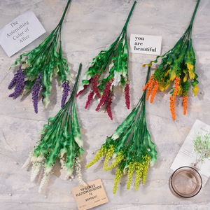 Fleurs artificielles de lavande à cinq branches en soie pour bouquet de mariage, décoration et arrangement floral DIY - Product Image 1
