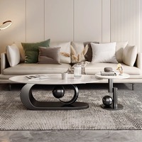 Dubai Design Table basse Villa haut de gamme Custom Hotel Home Table basse Mobilier Base boule argentée Table centrale