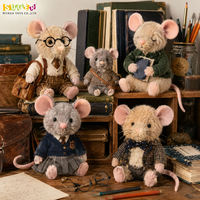 Peluche Rétro Scolaire OEM, Modèle Souris, avec Lunettes, Cravate, Pull, Costume, Sac à Dos, Poupée de Collection en Peluche pour Bibliothèque