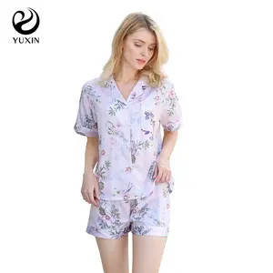 Roze Bloemen Satijnen Pyjama Set Voor Vrouwen Verjaardagsfeestje Pyjama Zijden Nachtkleding Vrouwen Satijn Korte Set