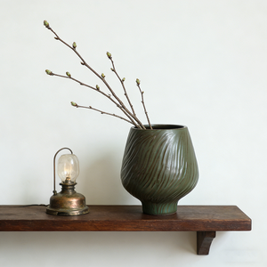 <span class=keywords><strong>Vaso</strong></span> in Ceramica Verde Oliva Semi-Opaco Stile Wabi-sabi, <span class=keywords><strong>Vaso</strong></span> Scultoreo in Ceramica Verde Muschio Intagliato a Mano, <span class=keywords><strong>Vaso</strong></span> <span class=keywords><strong>per</strong></span> Fiori Secchi - Product Image 3