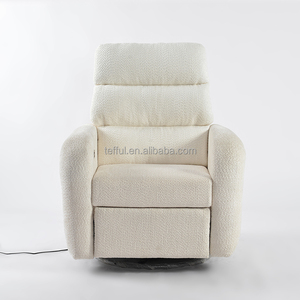 Sillón Giratorio Reclinable para Cuarto de Bebé, Cómodo Sillón Giratorio Reclinable de Tela Bouclé para Sala de Estar - Product Image 4