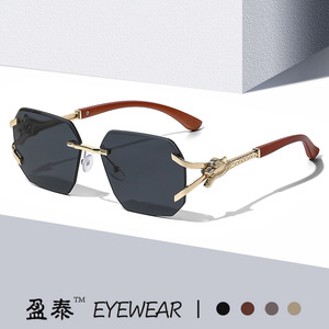 Yingtai Eyewear Frameless <b>Square</b> <b>Sunglasses</b> Metal Frame UV400 Protection Unisex Fashionable Design - Product Image 1