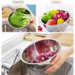 Wholesale High Quality Korean Stainless Steel 304 Oblique Bottom Kitchen <b>Colander</b> for Straining Fruit & Vegetables - Product Image 4