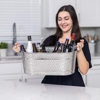 Mangkuk sampanye dilapis baja tahan karat 304 mangkuk es besar 12l ember es anggur merah bar ember es bir dingin