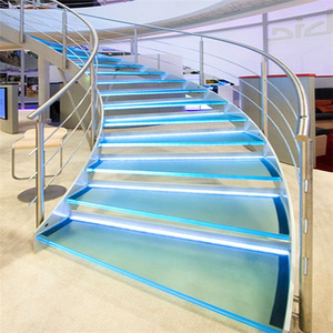 CBMmart esterno salva spazio gradini in legno <span class=keywords><strong>e</strong></span> barra barra in acciaio inox ringhiera con Anti-slip scanalature Design in scala curva - Product Image 6