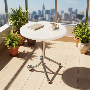 <span class=keywords><strong>Table</strong></span> d'appoint <span class=keywords><strong>ronde</strong></span> en acier inoxydable, petite <span class=keywords><strong>table</strong></span> basse de style moderne du milieu du siècle pour salon, café, balcon - Product Image 5