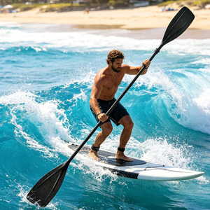 Pagaie de kayak ultra-légère en fibre de carbone 3K réglable en 3 sections, rame télescopique en fibre de carbone pour le surf et l'aviron, certifiée CE - Product Image 6