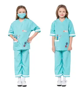 Toptan hemşire kostümü doktor elbise-Çocuk kadın doktor hemşire veteriner kostüm cerrah Dr üniforma Cosplay cadılar bayramı karnaval fantezi parti elbisesi