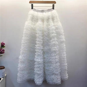 2025 automne hiver nouveau Design multicouche en mousseline de soie a-ligne gâteau jupe demi-longueur jupes décontractées pour les femmes - Product Image 5