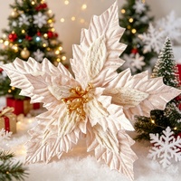 Fleurs de Noël tendance en velours réaliste avec paillettes, grandes et imperméables, longue durée, 2026