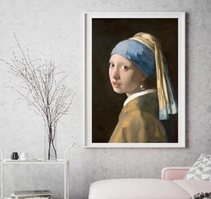 100% peint à la main fille avec perle boucle d'oreille par Johannes Vermeer Baroque réalisme Portrait classique peinture reproduction de haute qualité - Product Image 2